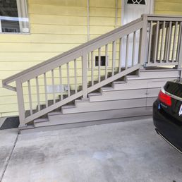 Built steps made especially for seniors including a gate to make bring packages into the house so easy. Built steps made especially for seniors including a gate to make bring packages into the house so easy.