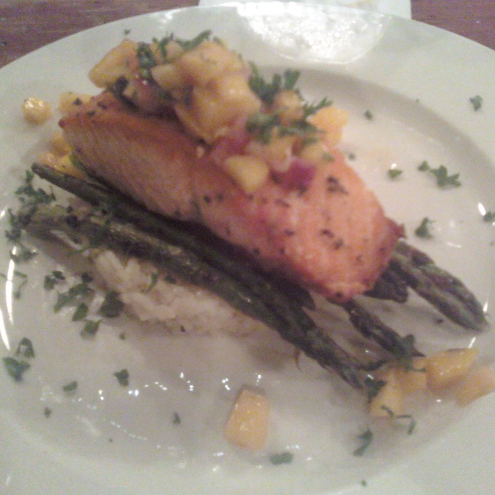 The String Bean - salmon with rice and asparagus - Beer, Wine & Spirits Near Me - Belmont, North Carolina