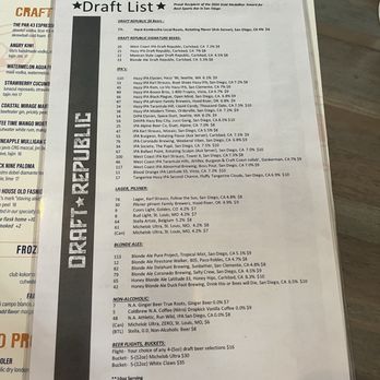 Draft Republic Carlsbad - Drink menu - Comfort Food Near Me - Carlsbad, California Draft Republic Carlsbad - Drink menu - Comfort Food Near Me - Carlsbad, California