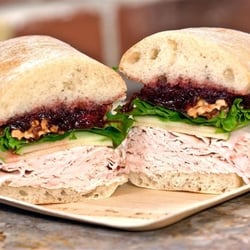 Once Upon A Table - Fresh Turkey, Cranberry Chutney, Apple & Walnut Sandwich.  Mmmmmm delicious.
