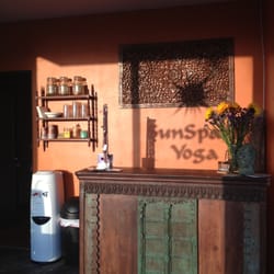 SunSpark Yoga - Our front desk check in w/ SunSpark Yoga reflection