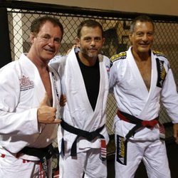 Texarkana Brazilian Jiu Jitsu - Coach Marc Hagebusch, middle, with Allan Mohler and Romero 'Jacare' Cavalcanti.