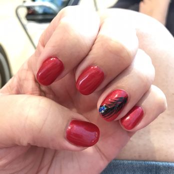 Palace Nails Bar - Great shellac manicure with peacock feather design - Skin Care Near Me - Spring, Texas