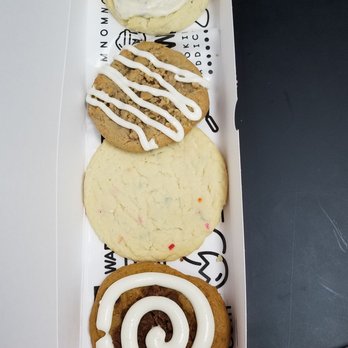 Crumbl - Beaverton - Crumbl box ($14 for 4 cookies as of 10/11/2019) top to bottom: Cookie & cream milkshake, Cinnamon toast, Funfetti, and Pumpkin roll - Bakeries Near Me - Beaverton, Oregon Crumbl - Beaverton - Crumbl box ($14 for 4 cookies as of 10/11/2019) top to bottom: Cookie & cream milkshake, Cinnamon toast, Funfetti, and Pumpkin roll - Bakeries Near Me - Beaverton, Oregon
