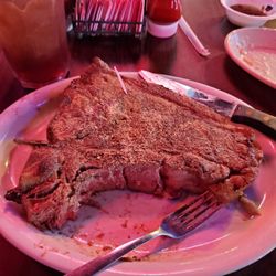 Lowake Steak House - 36-ounce porterhouse when I was less than halfway to finishing it.