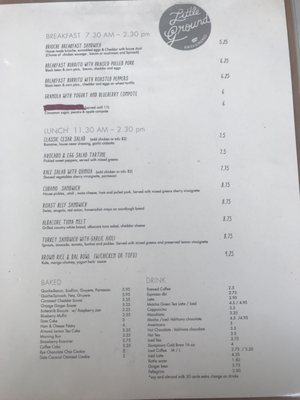Menu photo 8 Little Ground Cafe Glendale, CA
