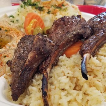 Kabab Crush - Delicious lamb rib chops. You choose the sides, in this case hummus and potato salad. The lamb was seasoned nicely. - Mediterranean Near Me - Corona, California Kabab Crush - Delicious lamb rib chops. You choose the sides, in this case hummus and potato salad. The lamb was seasoned nicely. - Mediterranean Near Me - Corona, California