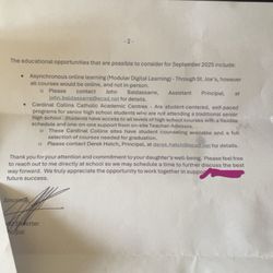 St Joseph Catholic High School - The letter the school sent my parents