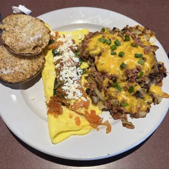 Rosie’s Breakfast Cafe - Greek omelette & English muffin standard, loaded potatoes really good. - Breakfast & Brunch Near Me - Fort Myers, Florida Rosie’s Breakfast Cafe - Greek omelette & English muffin standard, loaded potatoes really good. - Breakfast & Brunch Near Me - Fort Myers, Florida