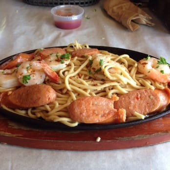 On The Hook - Garlic noodles with sausage and shrimp - Cajun/Creole Near Me - Brea, California On The Hook - Garlic noodles with sausage and shrimp - Cajun/Creole Near Me - Brea, California