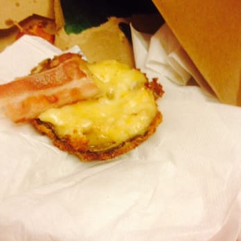 Shake Shack Tysons Corner - Part of my under cooked bacon & half of the fried mushroom that had mucus looking cheese inside...It looked more gray in person - Burgers Near Me - McLean, Virginia Shake Shack Tysons Corner - Part of my under cooked bacon & half of the fried mushroom that had mucus looking cheese inside...It looked more gray in person - Burgers Near Me - McLean, Virginia