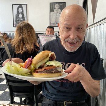Sax's Joint - The burger was big!!! He couldn't eat it all. - Breakfast & Brunch Near Me - Petaluma, California