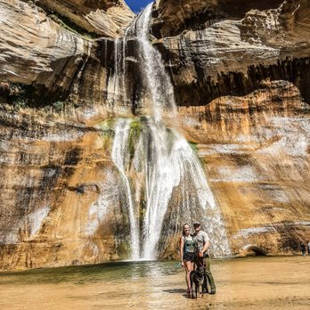 Calf Creek Falls Lower - Family picture at falls - Hiking Near Me - Boulder, Utah Calf Creek Falls Lower - Family picture at falls - Hiking Near Me - Boulder, Utah