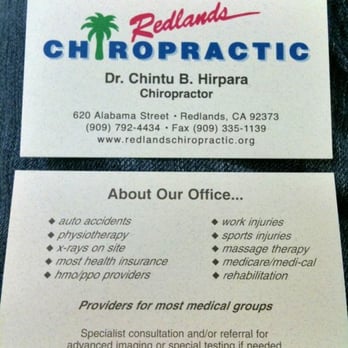 Redlands Chiropractic - Business card - Chiropractors Near Me - Redlands, California