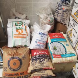 Nora's African Groceries - A pallet of rice & flour