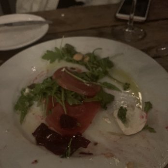 68 Degrees Kitchen - Beet and burrata salad. What was left of it anyway? - Italian Near Me - Austin, Texas