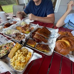 Pulled pork/chicken/wings/ribs/mac and cheese/cole slaw/potatoe salad/kale salad/cornbread Pulled pork/chicken/wings/ribs/mac and cheese/cole slaw/potatoe salad/kale salad/cornbread