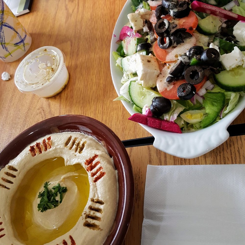 Sasuns - Greek salad with hummus - Pizza Near Me - Derwood, Maryland Sasuns - Greek salad with hummus - Pizza Near Me - Derwood, Maryland