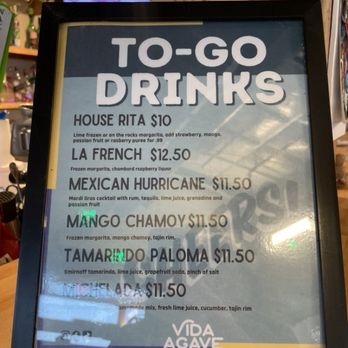 Vida Agave - To go menu - Tacos Near Me - Galveston, Texas