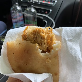 Milly's Empanada Factory - Inside of the chicken empanada - Venezuelan Near Me - Miami, Florida Milly's Empanada Factory - Inside of the chicken empanada - Venezuelan Near Me - Miami, Florida