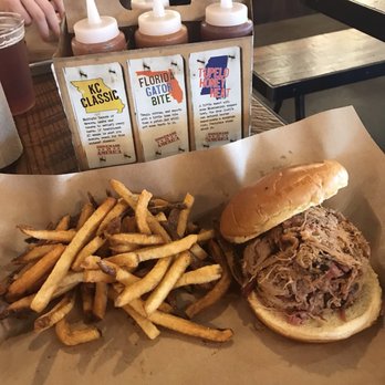 Mission BBQ - Pulled pork sandwich and fries - Barbeque Near Me - Boynton Beach, Florida Mission BBQ - Pulled pork sandwich and fries - Barbeque Near Me - Boynton Beach, Florida