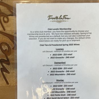 Trois le Fou Winery - Club Release for the Spring of 2025 - Wine Tasting Room Near Me - Ventura, California Trois le Fou Winery - Club Release for the Spring of 2025 - Wine Tasting Room Near Me - Ventura, California