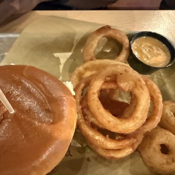 Buffalo Wild Wings - All All-American Cheeseburger with Onion Rings - Sports Bars Near Me - Elk Grove, California Buffalo Wild Wings - All All-American Cheeseburger with Onion Rings - Sports Bars Near Me - Elk Grove, California