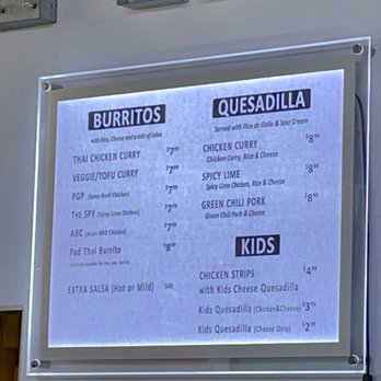 Thai Loco - the menu of a restaurant - Thai Near Me - Stillwater, Oklahoma