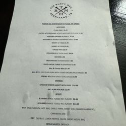 The Rusty Nail Bar - Menu February 2024