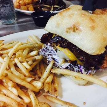 Chow Gastropub - Sloppy pig burger and truffle fries - American Near Me - Springfield, Oregon Chow Gastropub - Sloppy pig burger and truffle fries - American Near Me - Springfield, Oregon