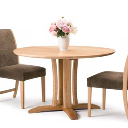 Pompanoosuc Mills - The Bridgewater Round Dining Table with Fair Haven dining chairs, wood in Maple.