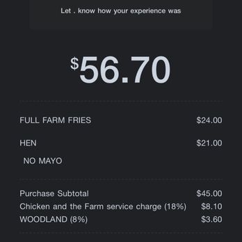 Chicken and The Farm - Receipt - Chicken Shop Near Me - Walnut Creek, California Chicken and The Farm - Receipt - Chicken Shop Near Me - Walnut Creek, California