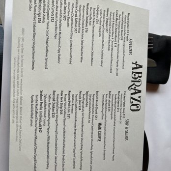 Abrazo - Menu - Spanish Near Me - San Francisco, California Abrazo - Menu - Spanish Near Me - San Francisco, California