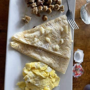Cozy Crepes Cafe - Basic Breakfast: Sausage, Plain Crepe & Scrambled Eggs! @ojbaylen - Creperies Near Me - Long Beach, California Cozy Crepes Cafe - Basic Breakfast: Sausage, Plain Crepe & Scrambled Eggs! @ojbaylen - Creperies Near Me - Long Beach, California