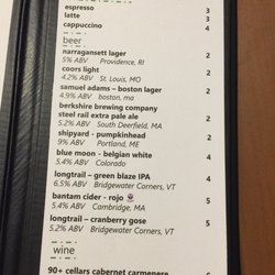 Menu as of 31 August, 2016.
