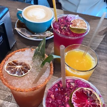 Bistro Cafe - Dragonfruit mango natural juice (jugos naturales) & 90s margarita. - Breakfast & Brunch Near Me - Miami, Florida Bistro Cafe - Dragonfruit mango natural juice (jugos naturales) & 90s margarita. - Breakfast & Brunch Near Me - Miami, Florida