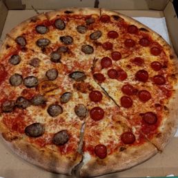 Half pepperoni half sausage.
