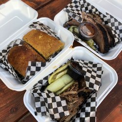 Jones Bar B Que - 1/2 pound brisket, 1/2 pound pork butt, 2x corn bread