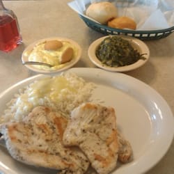 Mountain View Restaurant - Grilled Chicken, Rice with Gravy, Greens, Banana Pudding, Cornbread and roll