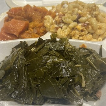 Ma Lessie's Chicken and Waffles - Yams, backed macaroni and cheese, and collard greens with smoked turkey - Waffles Near Me - Philadelphia, Pennsylvania