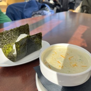 Wagashi Tea House - Soup of the day cheese broccoli and ume onigiri - Coffee & Tea Near Me - Canmore, Alberta Wagashi Tea House - Soup of the day cheese broccoli and ume onigiri - Coffee & Tea Near Me - Canmore, Alberta