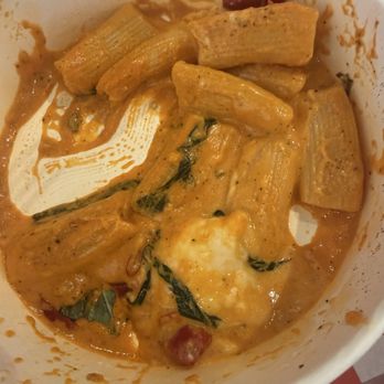 Miss Pasta - Rigatoni with vodka sauce and a ball of burrata - Italian Near Me - Richardson, Texas Miss Pasta - Rigatoni with vodka sauce and a ball of burrata - Italian Near Me - Richardson, Texas