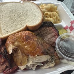 Brisket (moist) white chicken Mac n cheese
