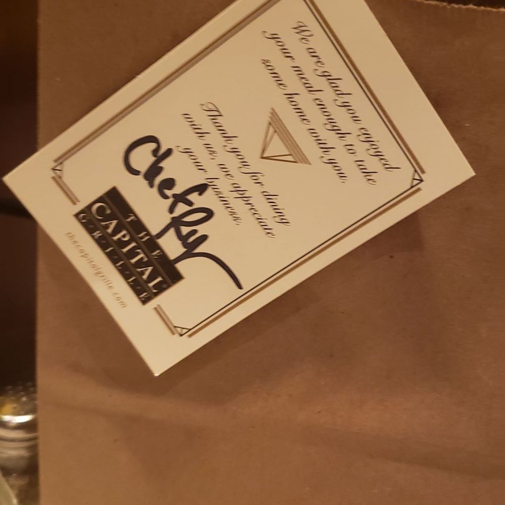 The Capital Grille - Nice touch on take home bag - Steakhouses Near Me - Minneapolis, Minnesota