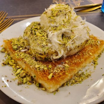 Nafisa Cuisine - Coarse knafeh with icecream - Syrian Near Me - Mississauga, Ontario