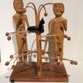 Speed Art Museum - Edgar Tolson; Adam and Eve; about 1980; poplar, plywood, paint, ink, graphite - Art Museums Near Me - Louisville, Kentucky