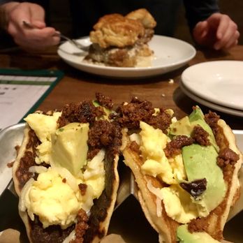 The Broadway - Pancake tacos and country fried biscuit - Pizza Near Me - Boston, Massachusetts