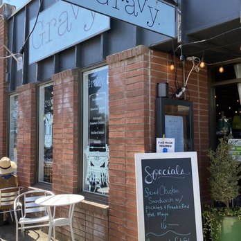 Gravy - outside of a restaurant with tables and chairs - New American Near Me - Vashon, Washington