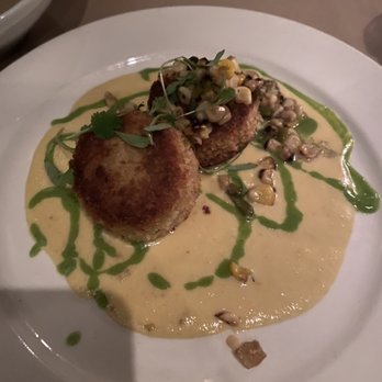 Geoffrey's Malibu - Sautéed Lump Crab Cakes Sweet corn butter sauce, pasilla chile-grilled corn relish - Seafood Near Me - Malibu, California