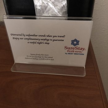 SureStay Plus Hotel By Best Western Post Falls - Sign in the room offering Earplugs, yet nothing was there. - Hotels Near Me - Post Falls, Idaho SureStay Plus Hotel By Best Western Post Falls - Sign in the room offering Earplugs, yet nothing was there. - Hotels Near Me - Post Falls, Idaho